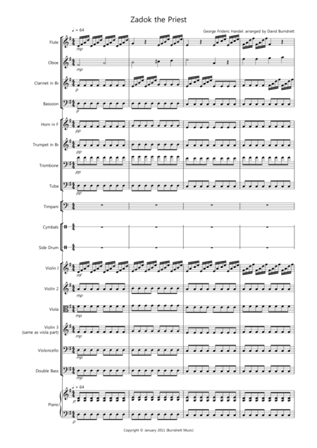 Zadok The Priest For School Orchestra Sheet Music