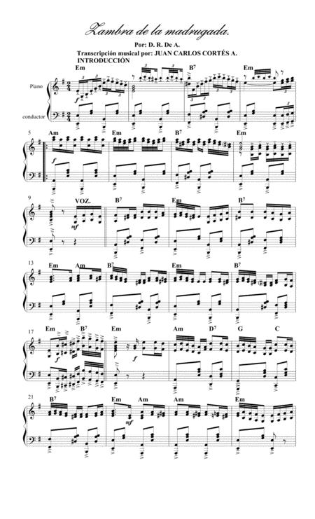 Zambra De La Madrugada Cancin Popular Granadina No Registra Autor Sheet Music