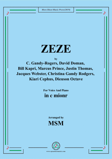 Free Sheet Music Zeze In C Mionr For Voice And Piano