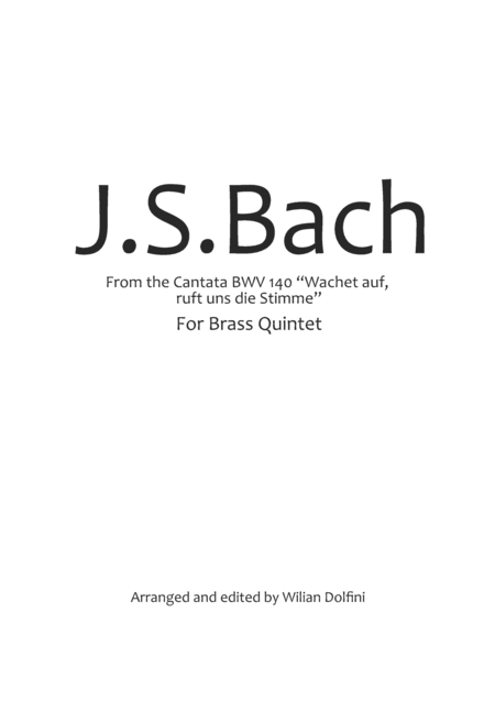 Zion Hrt Die Wachter Singen From Bwv 140 For Brass Quintet Sheet Music