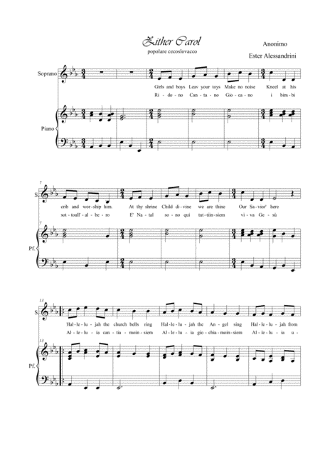 Free Sheet Music Zither Carol Voce E Piano