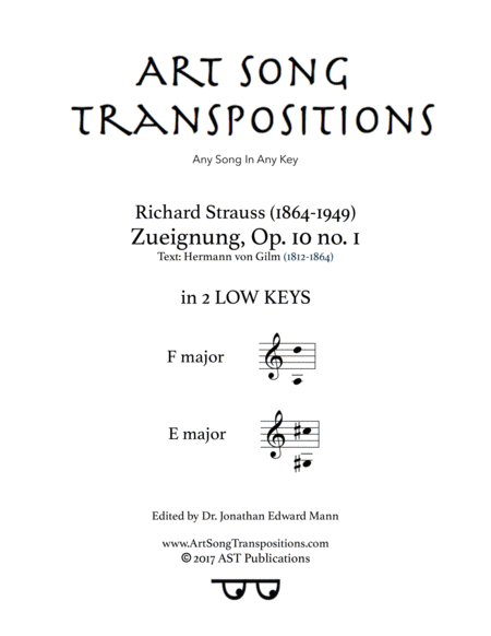 Zueignung Op 10 No 1 In 2 Low Keys F And E Major Sheet Music