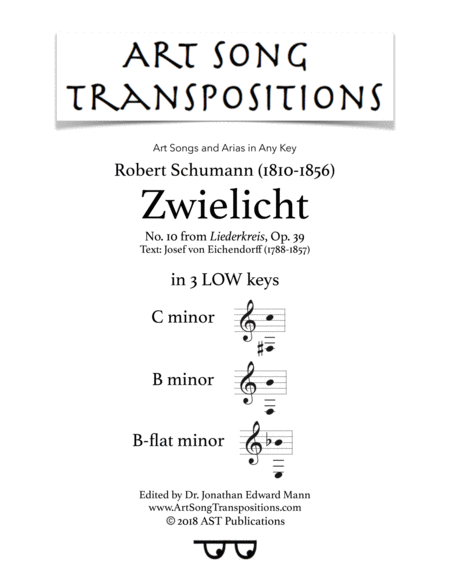 Zwielicht Op 39 No 10 In 3 Low Keys C B B Flat Minor Sheet Music