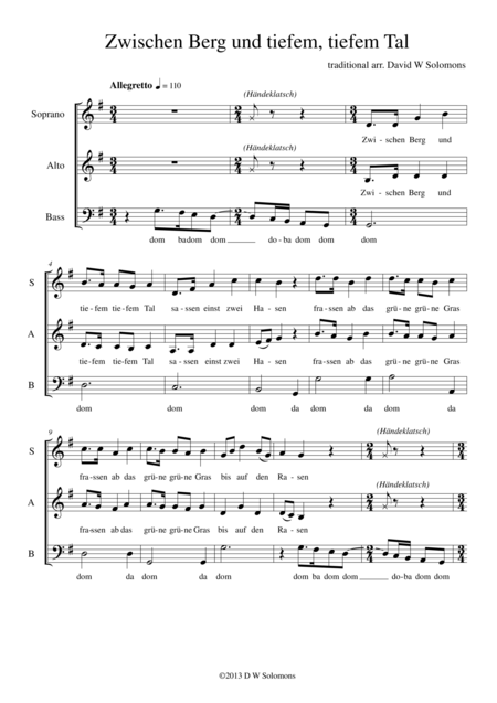 Free Sheet Music Zwischen Berg Und Tiefem Tiefem Tal