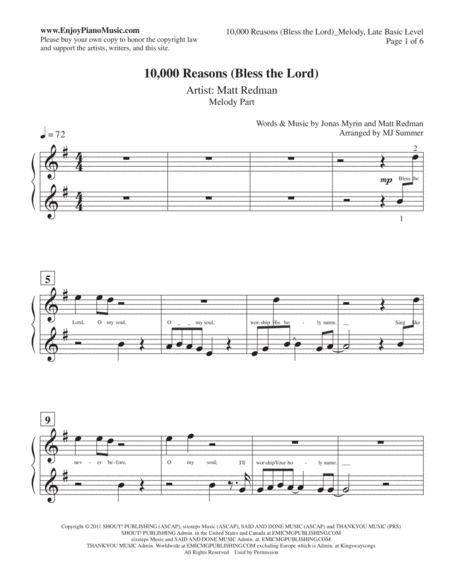 10 000 Reasons Bless The Lord Piano Duet Page 2
