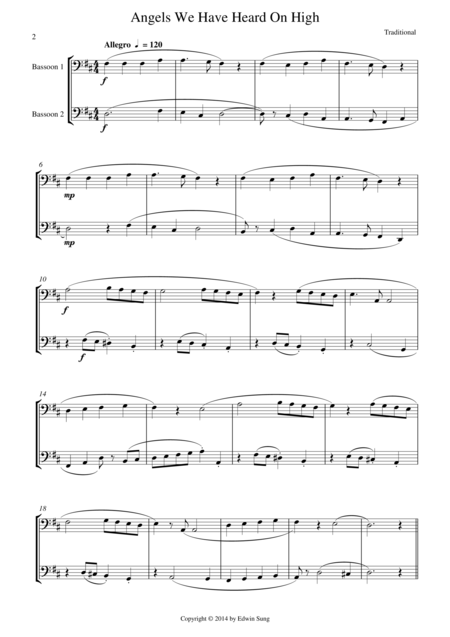 15 Popular Christmas Songs For Bassoon Duet Suitable For Beginning Intermediate Bassoonists Page 2