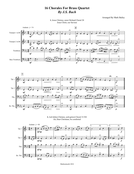 16 Chorales For Brass Quartet By Js Bach Page 2