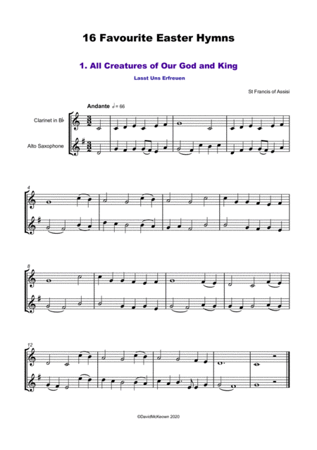 16 Favourite Easter Hymns For Clarinet And Alto Saxophone Duet Page 2