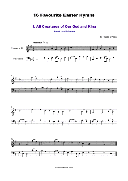 16 Favourite Easter Hymns For Clarinet And Cello Duet Page 2