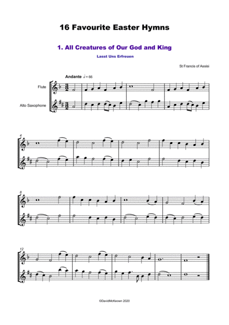 16 Favourite Easter Hymns For Flute And Alto Saxophone Duet Page 2