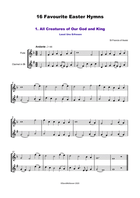 16 Favourite Easter Hymns For Flute And Clarinet Duet Page 2