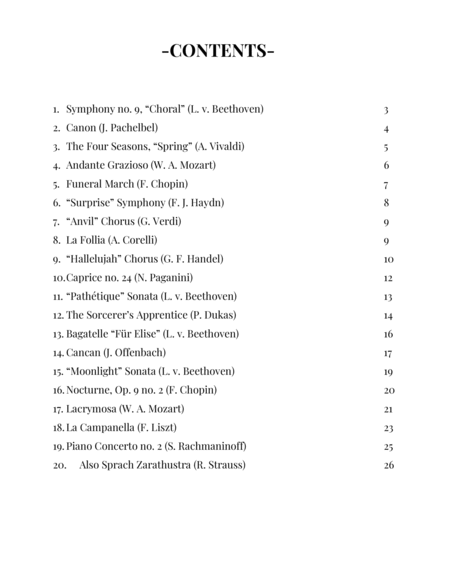 20 Classical Themes For Easy Piano C Major A Minor Page 2