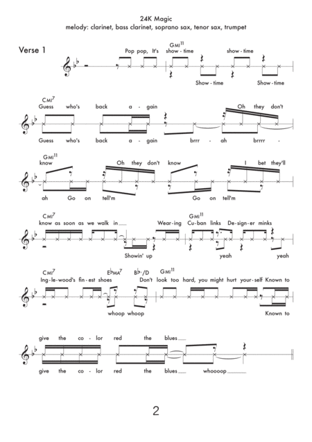 24k Magic Lead Sheet Bb Instruments Page 2