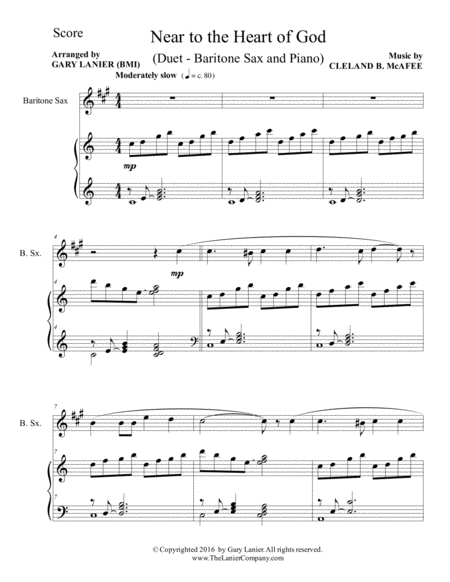 3 Hymns Of Peace And Comfort For Baritone Sax With Piano Instrument Part Included Page 2