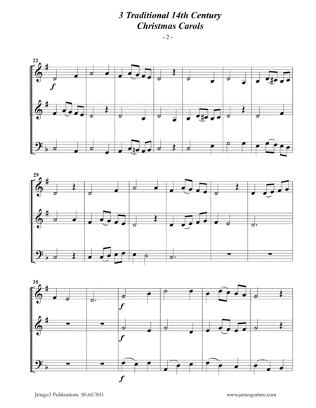 3 Traditional 14th Century Christmas Carols For Trumpet Duo Trombone Page 2