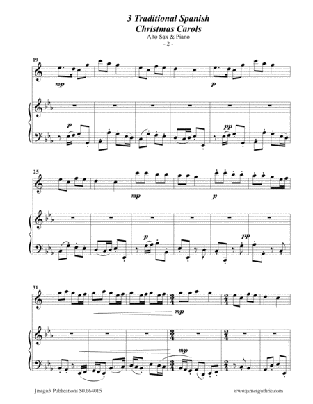 3 Traditional Spanish Christmas Carols For Alto Sax Piano Page 2