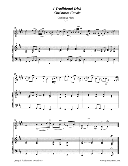 4 Traditional Irish Christmas Carols For Clarinet Piano Page 2