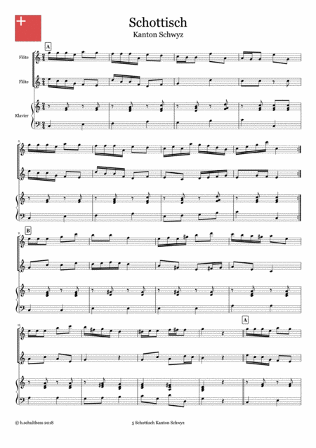 5 Swiss Folk Tune For Two Flutes And Piano Schottisch Canton Schwyz Page 2