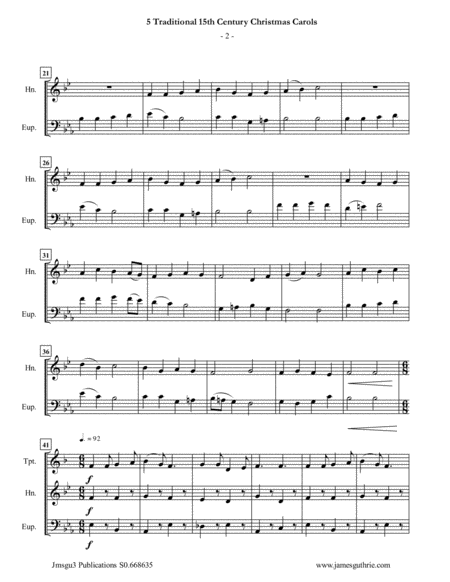 5 Traditional 15th Century Christmas Carols For For Trumpet Horn Euphonium Page 2