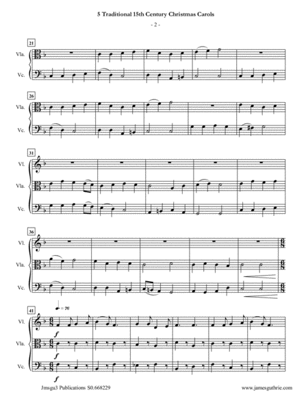 5 Traditional 15th Century Christmas Carols For String Trio Page 2