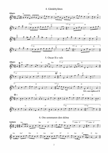 64 Traditional Swedish Tunes With Guitar Chords Page 2