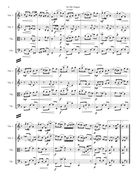 7 Danzas Cubanas Score For String Quartet Page 2