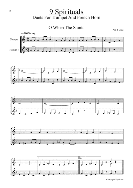 9 Spirituals Duets For Trumpet And French Horn Page 2