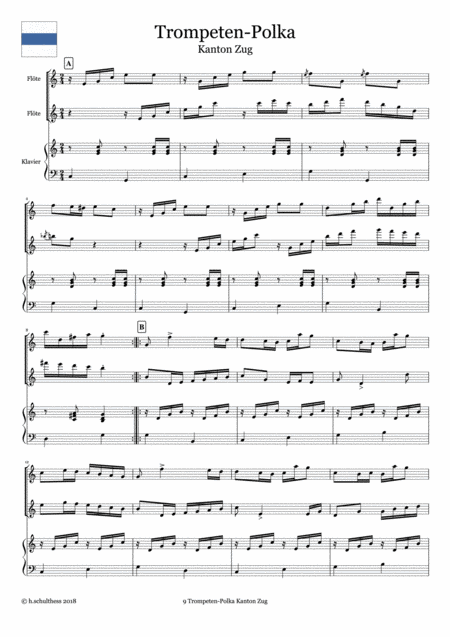 9 Swiss Folk Tune For Two Flutes And Piano Trompeten Polka Canton Zug Page 2