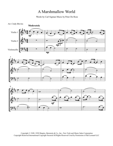 A Marshmallow World For Two Violins And Cello Page 2