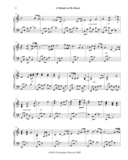 A Melody In My Heart Piano Solo By Christopher Boscole Page 2