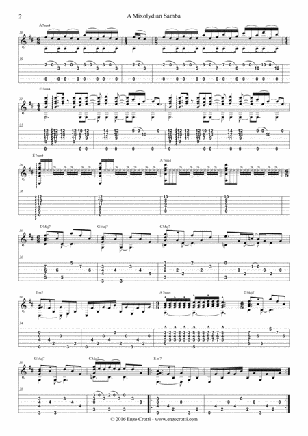 A Mixolydian Samba Classical And Fingerstyle Jazz Guitar Solo Page 2