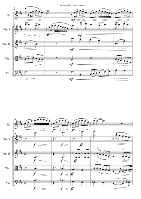 A Modal Vision Drowns For Flute And String Quartet Page 2