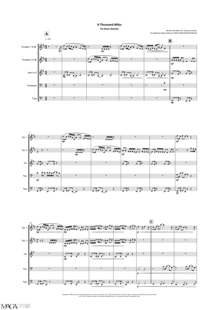 A Thousand Miles For Brass Quintet Page 2