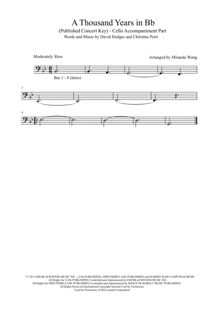 A Thousand Years 2 Violins Cello Trio In Published Bb Key With Chords Page 2