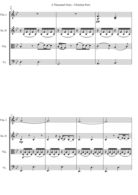 A Thousand Years Christina Perri Arranged For String Quartet Page 2