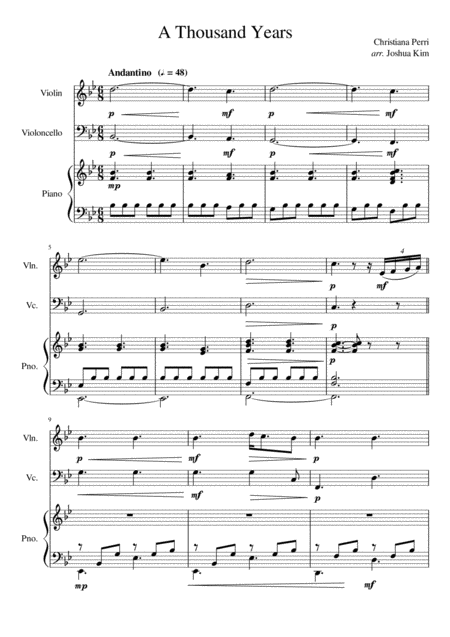 A Thousand Years For Piano Trio With Violin Cello Page 2