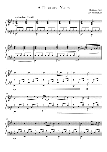 A Thousand Years For Solo Piano Full Length Intermediate Level Page 2