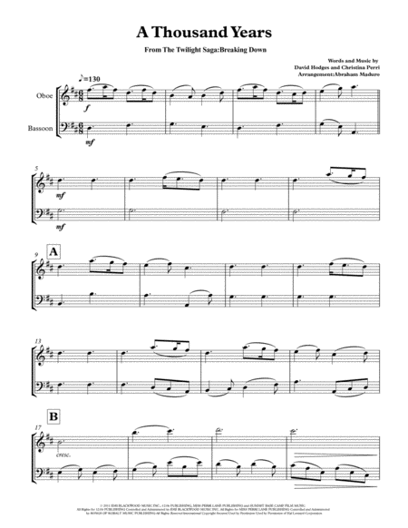 A Thousand Years Oboe And Basssoon Duet Three Tonalities Included Page 2