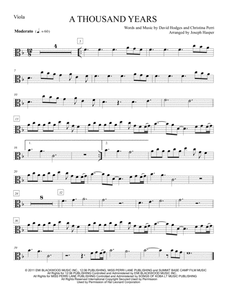 A Thousand Years Viola And Piano Page 2