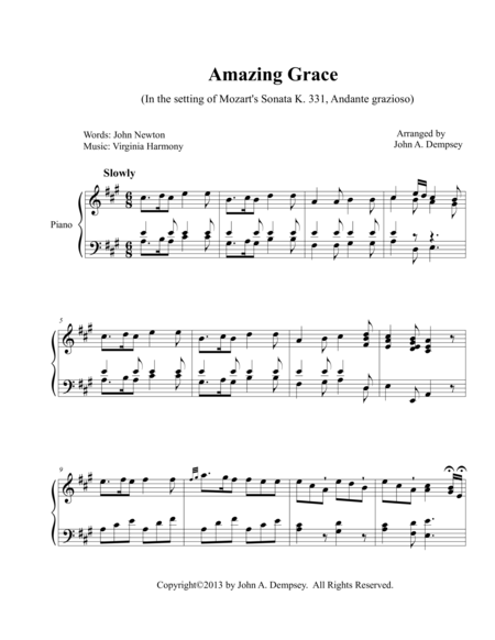 A Touch Of Mozart Amazing Grace Piano Solo Page 2