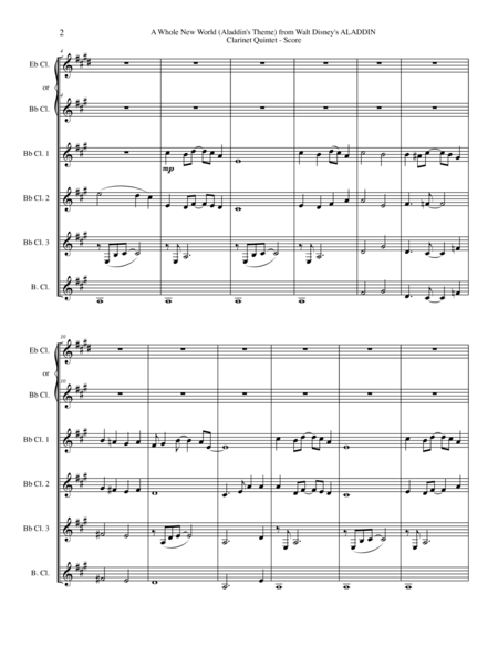 A Whole New World Aladdins Theme From Walt Disneys Aladdin For Clarinet Quintet Page 2