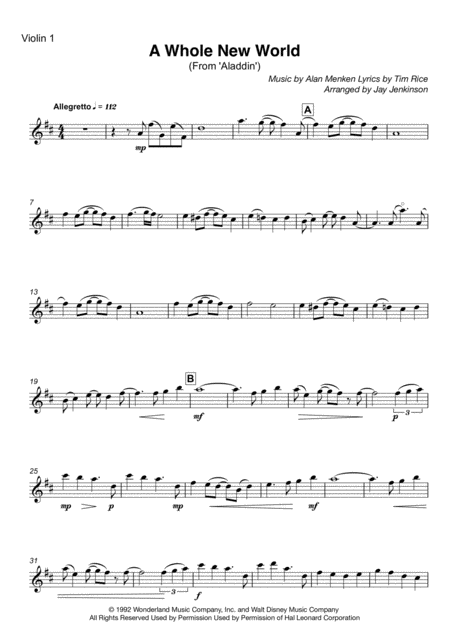 A Whole New World From Aladdin For String Quartet Page 2