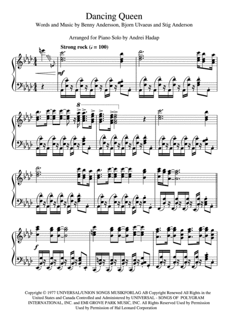 Abba Dancing Queen Arranged For Advanced Piano Solo Page 2