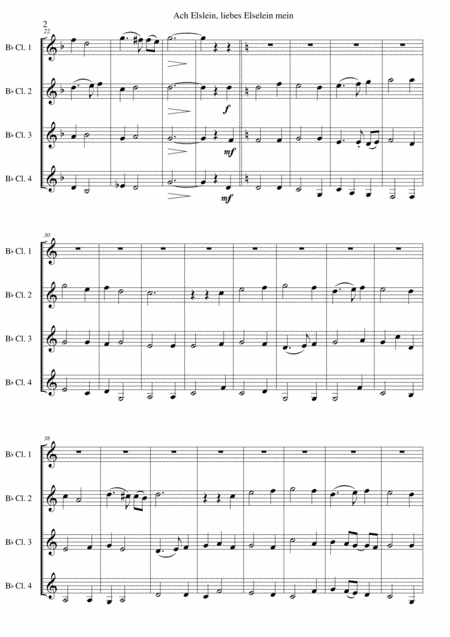 Ach Elslein Liebes Elselein Mein For Clarinet Quartet 4 B Flats Page 2