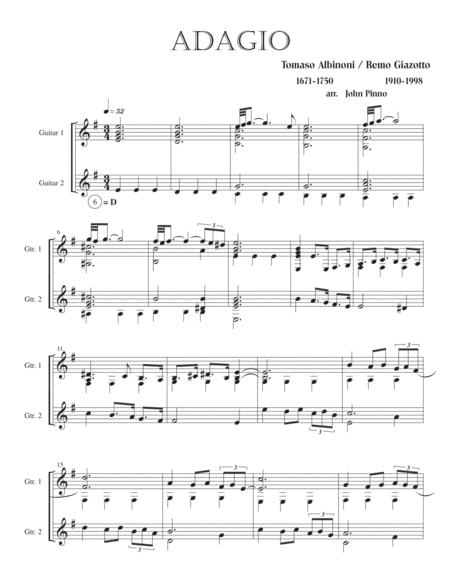 Adagio By Albinoni Giazotto For Classical Guitar Duo Page 2