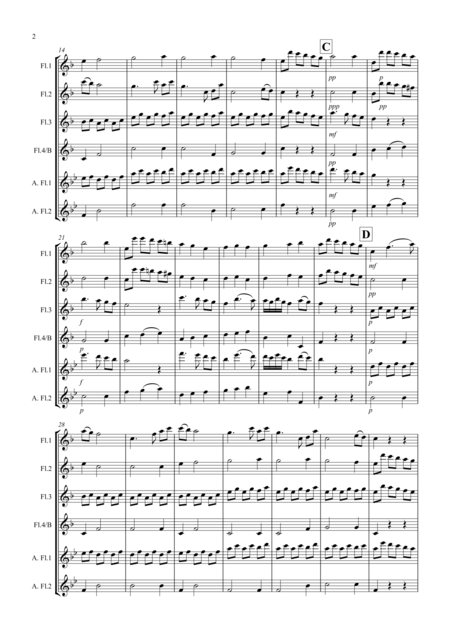 Adagio From Mozarts Clarinet Concerto For Flute Quartet Page 2