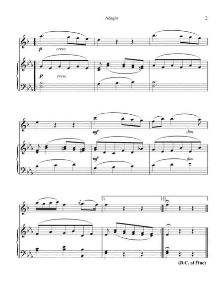 Adagio From The Clarinet Concerto Theme For Clarinet In Bb And Easy Piano Page 2