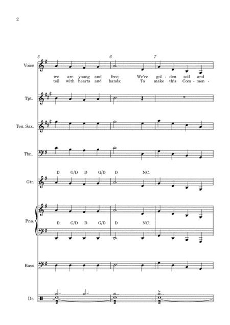 Advance Australia Fair Australian National Anthem 2 Verses Vocal Or Instrumental 3 Horns Rhythm Section Key Of G Page 2