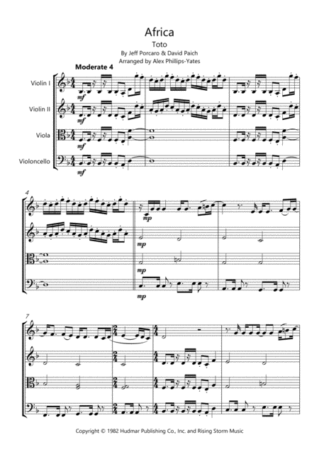 Africa By Toto String Quartet Page 2