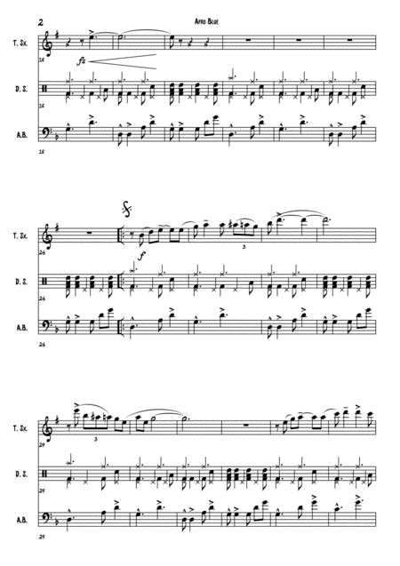 Afro Blue Anderson Quevedo For Trio Tenor Sax Bass And Drums Score Page 2